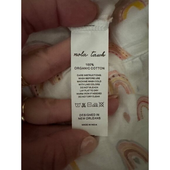 Nola Tawk Muslin Romper Chase Rainbows 2T Organic Cotton White Multicolor NWT - Picture 3 of 16